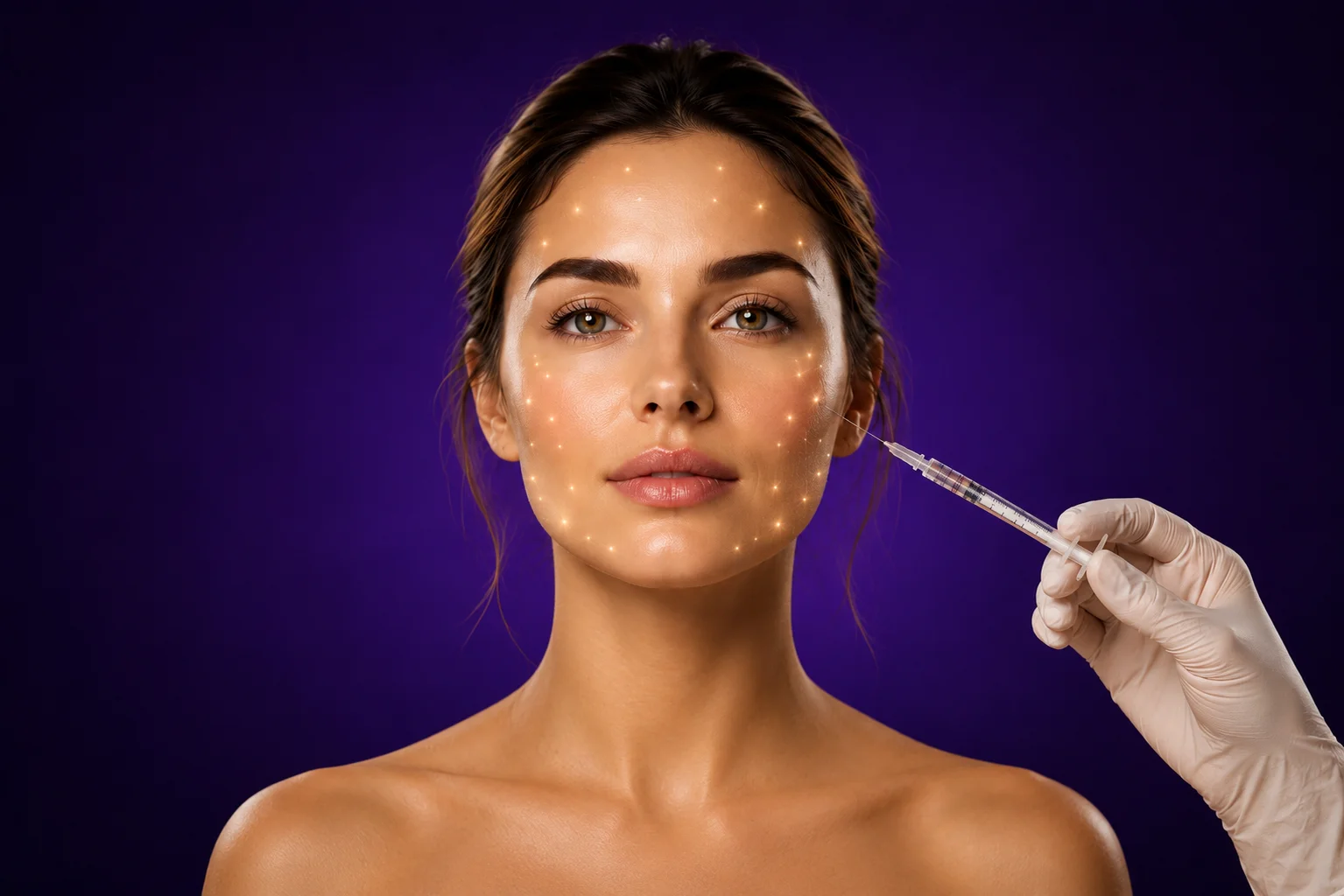 Skinbooster Profhilo-Behandlung – Injektionspunkte im Gesicht